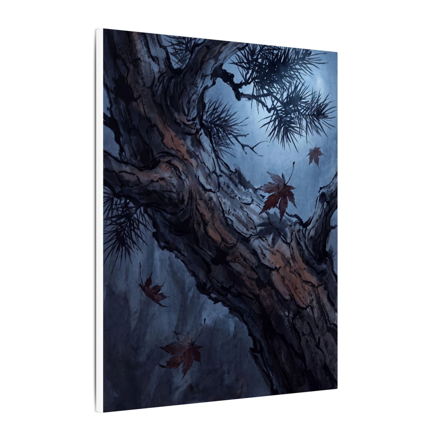 Atmospheric Pine Tree Canvas Art - Shadow Zen Dark Japandi