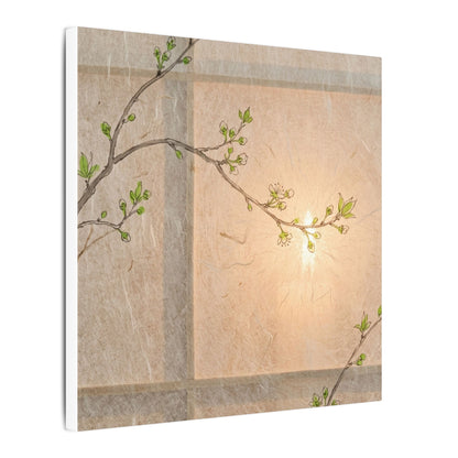 Warm Shoji Screen Canvas Art - Minimal Line Japandi