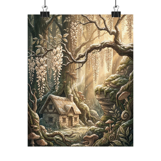 Wisteria Winter Wall Art Print | Cottagecore Enchanting Design
