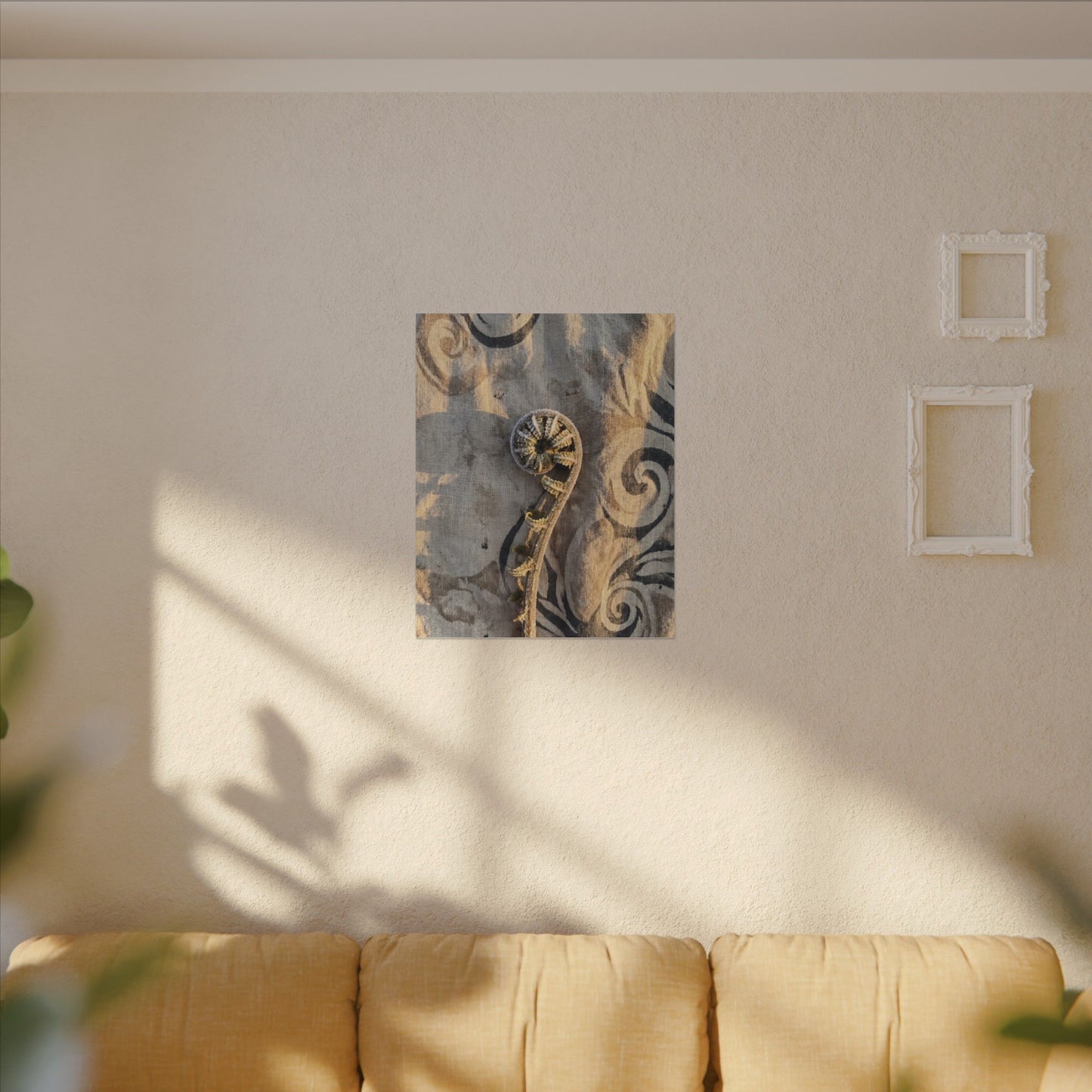 Fern Unfurling Canvas Art | Winter Japandi Japanese Pattern Art