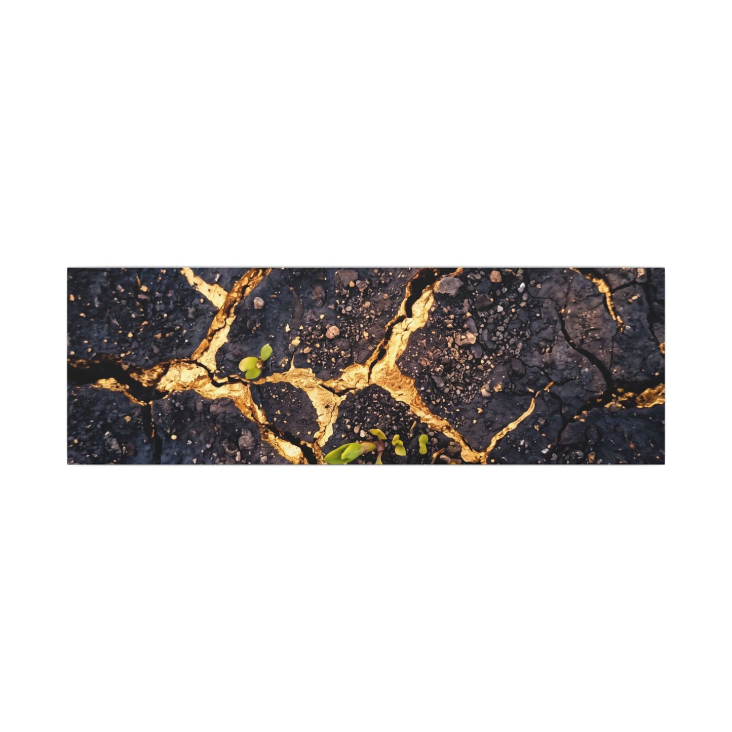 Spring Cracked Earth Crackle Gold Canvas Art | Healing Decor