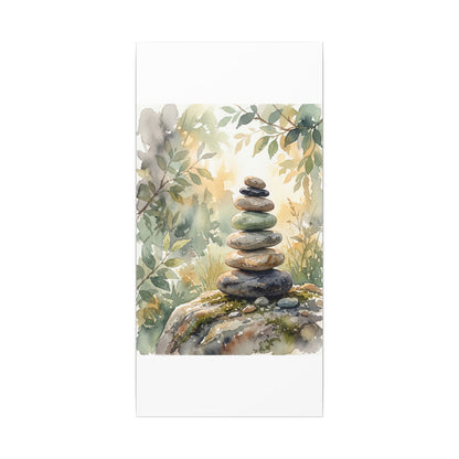 Golden Hour River Stones Canvas Art - Japandi Mono No Aware