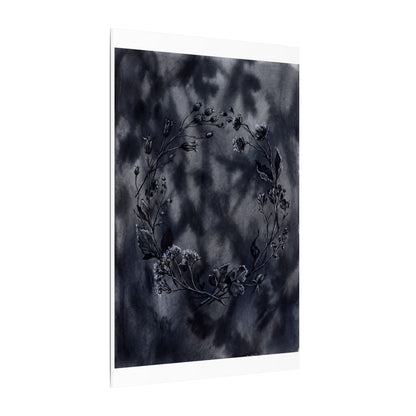 Dried Flowers Canvas Art | Winter Dark Japandi Shadow Zen Art