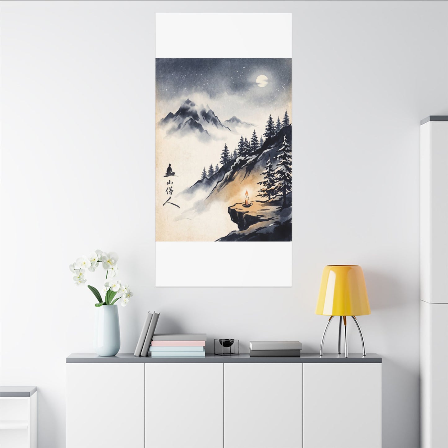 Mountain Mist Canvas Art | Winter Zen Ukiyo E Inspired Art
