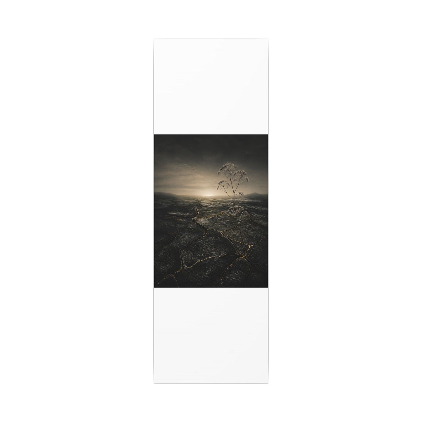 Dawn Cracked Earth Canvas Art - Dark Japandi Mono No Aware
