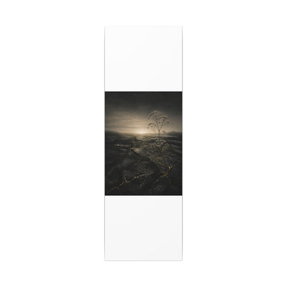 Dawn Cracked Earth Canvas Art - Dark Japandi Mono No Aware