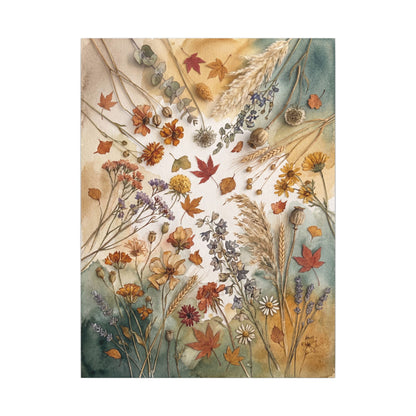 Dried Flowers Canvas Art | Autumn Japandi Watercolor Art