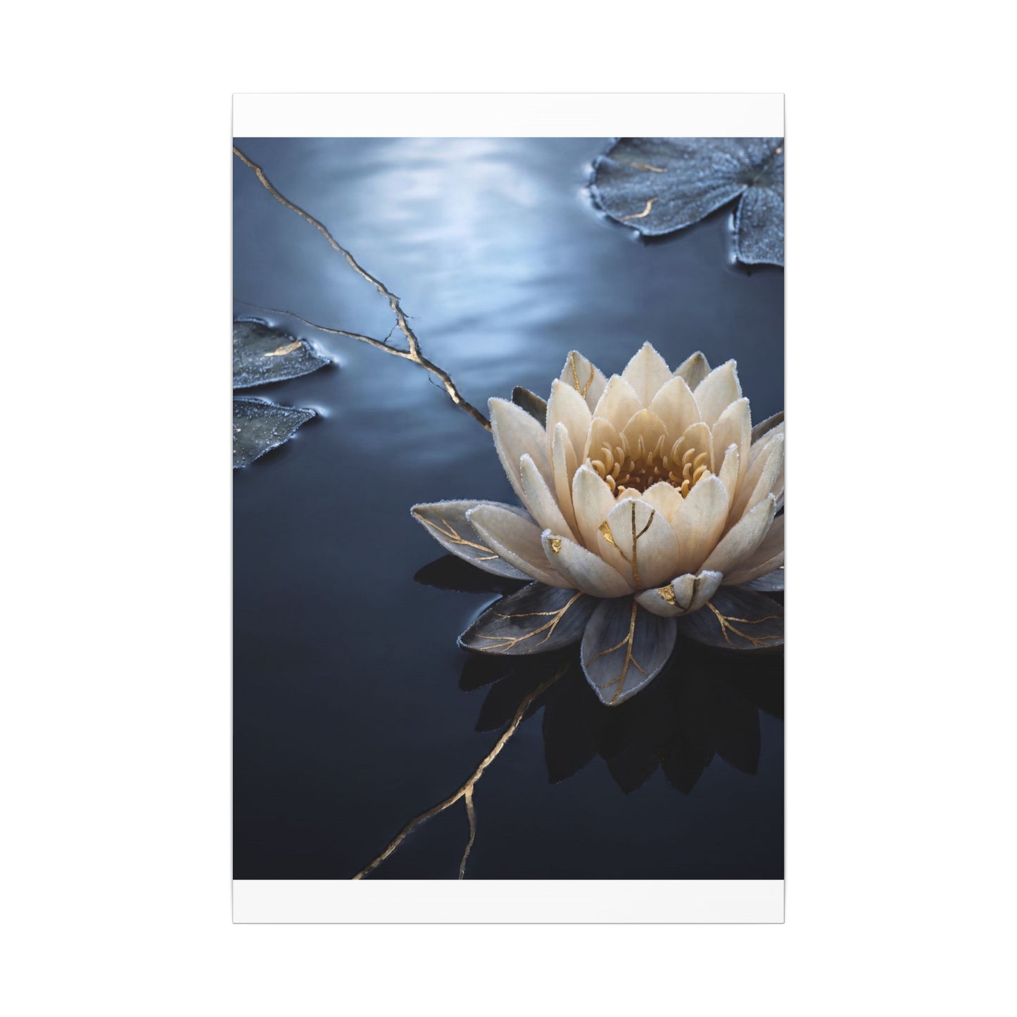 Beautiful Lotus Flower Canvas Art - Gold Vein Kintsugi