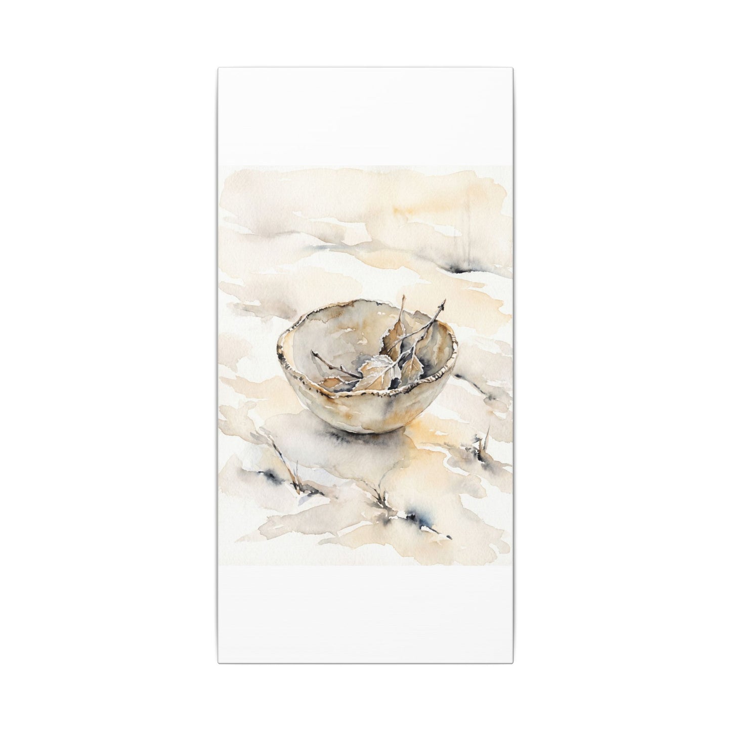 Ceramic Bowl Canvas Art | Winter Japandi Watercolor Art