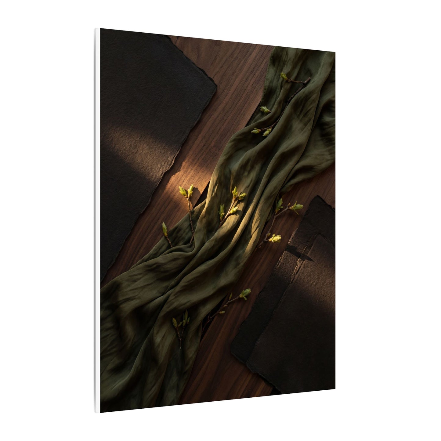 Silk Drape Canvas Art | Spring Dark Japandi Dark Texture Art