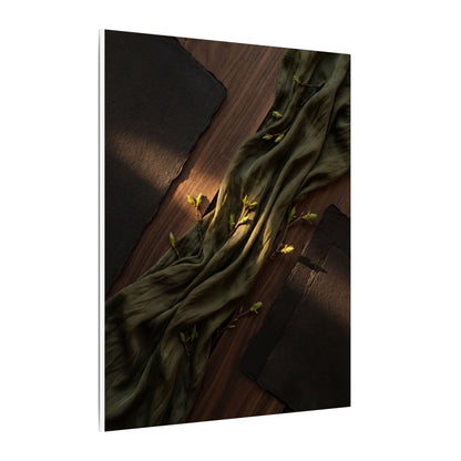 Silk Drape Canvas Art | Spring Dark Japandi Dark Texture Art