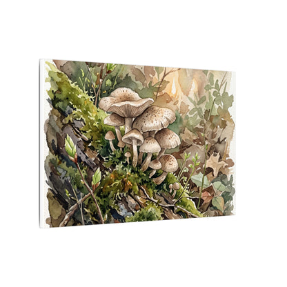 Wild Mushrooms Canvas Art | Spring Japandi Watercolor Art