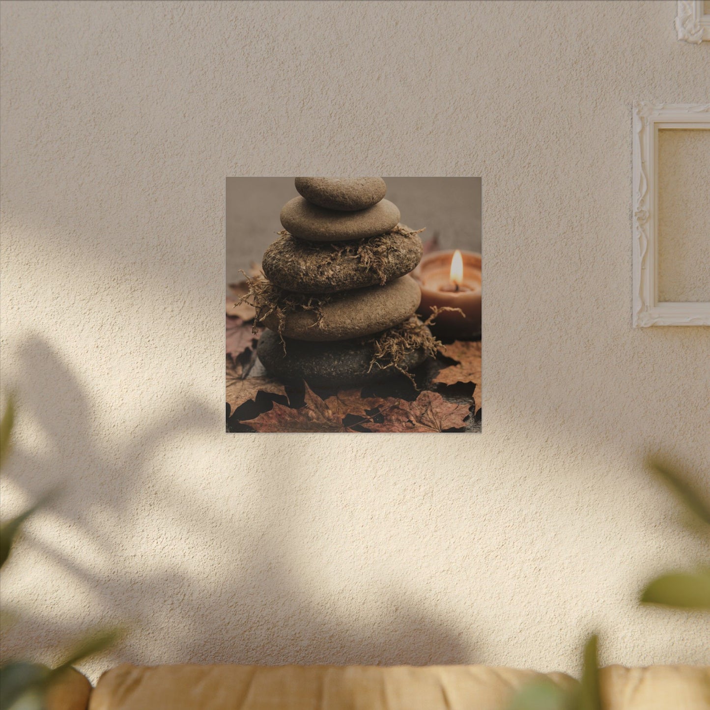 River Stones Canvas Art | Autumn Japandi Texture Art