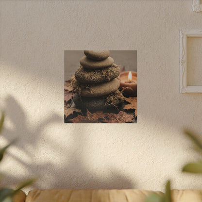 River Stones Canvas Art | Autumn Japandi Texture Art