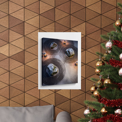 Earthy Rock Garden Wall Art Print - Japanese Pattern Japandi