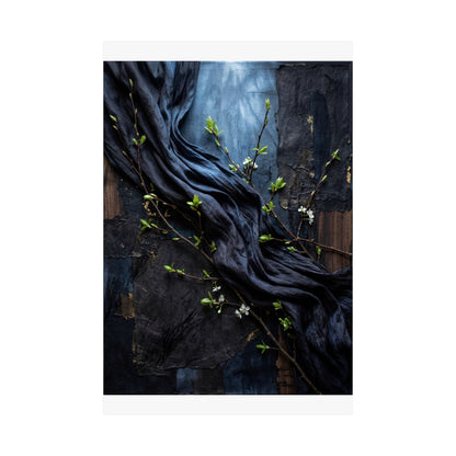 Moonlight Silk Drape Wall Art Print - Dark Japandi Datsuzoku