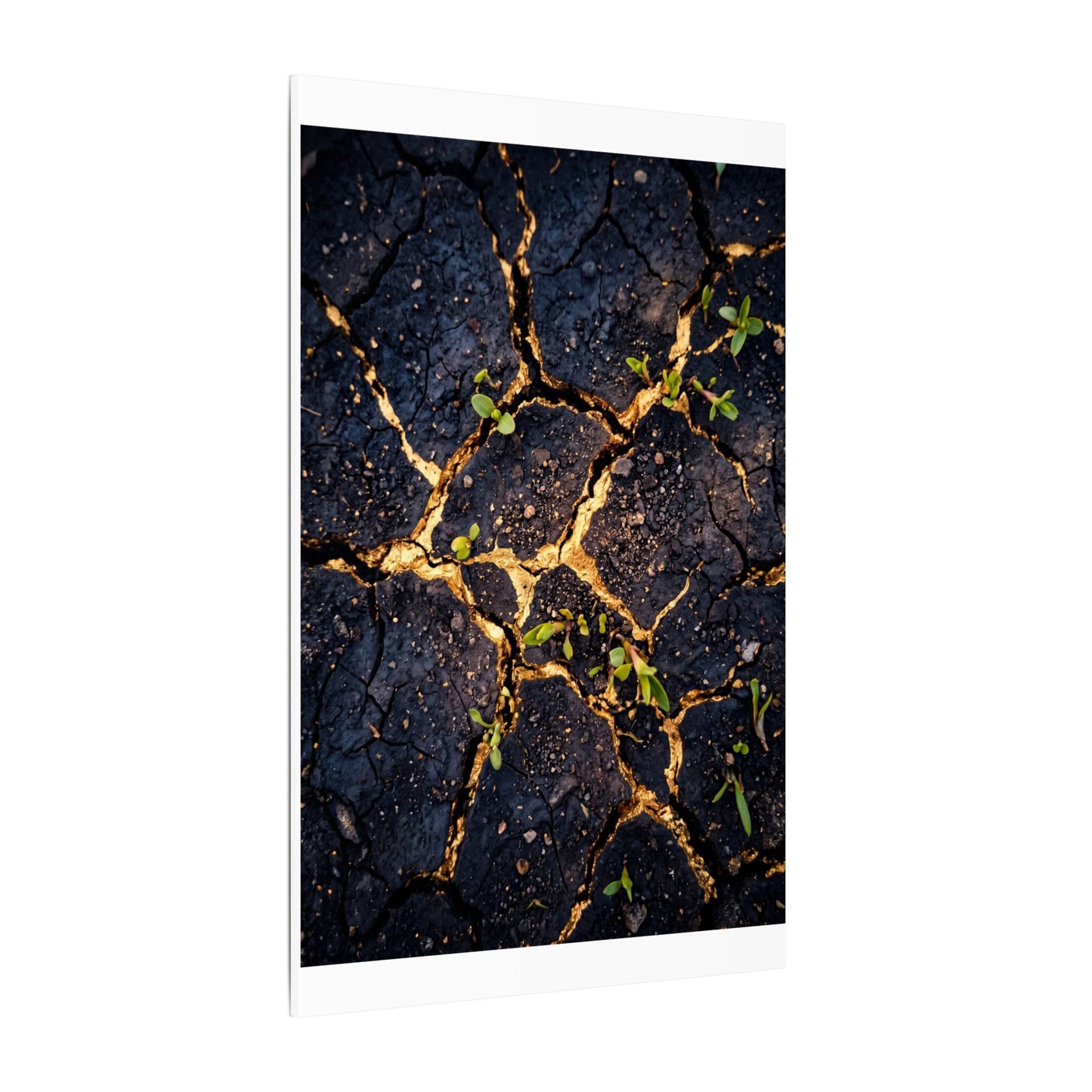 Spring Cracked Earth Crackle Gold Canvas Art | Healing Decor