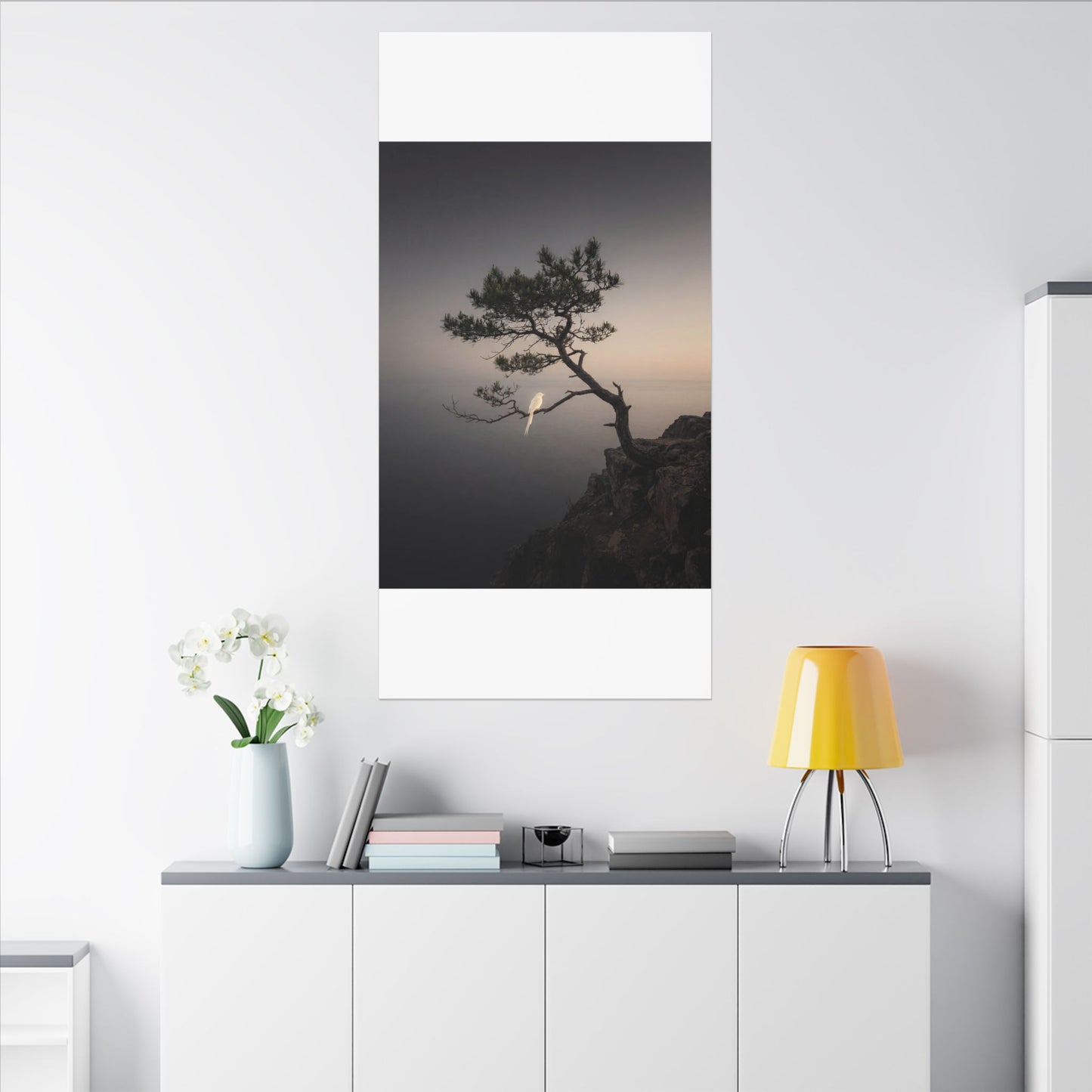 Dawn Pine Tree Canvas Art - Dark Japandi Datsuzoku