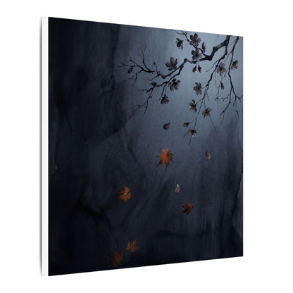 Autumn Cherry Blossom Charcoal Ink Canvas Art | Atmospheric Decor