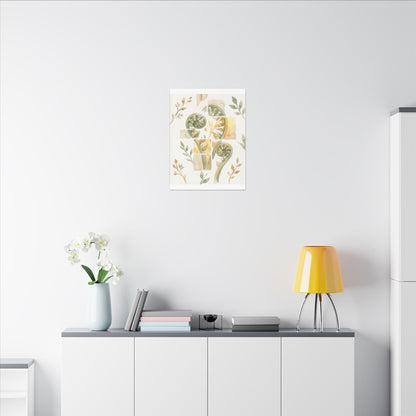 Earthy Fern Unfurling Canvas Art - Watercolor Japandi