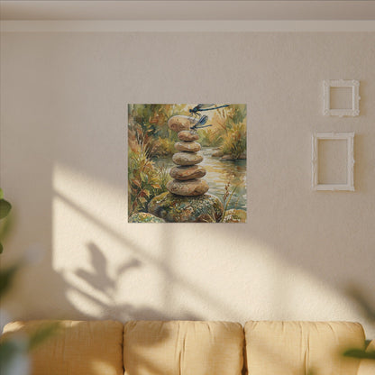 River Stones Summer Canvas Art | Japandi Cozy Design