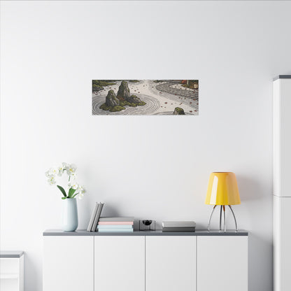 Autumn Rock Garden Ukiyo E Inspired Canvas Art | Peaceful Decor