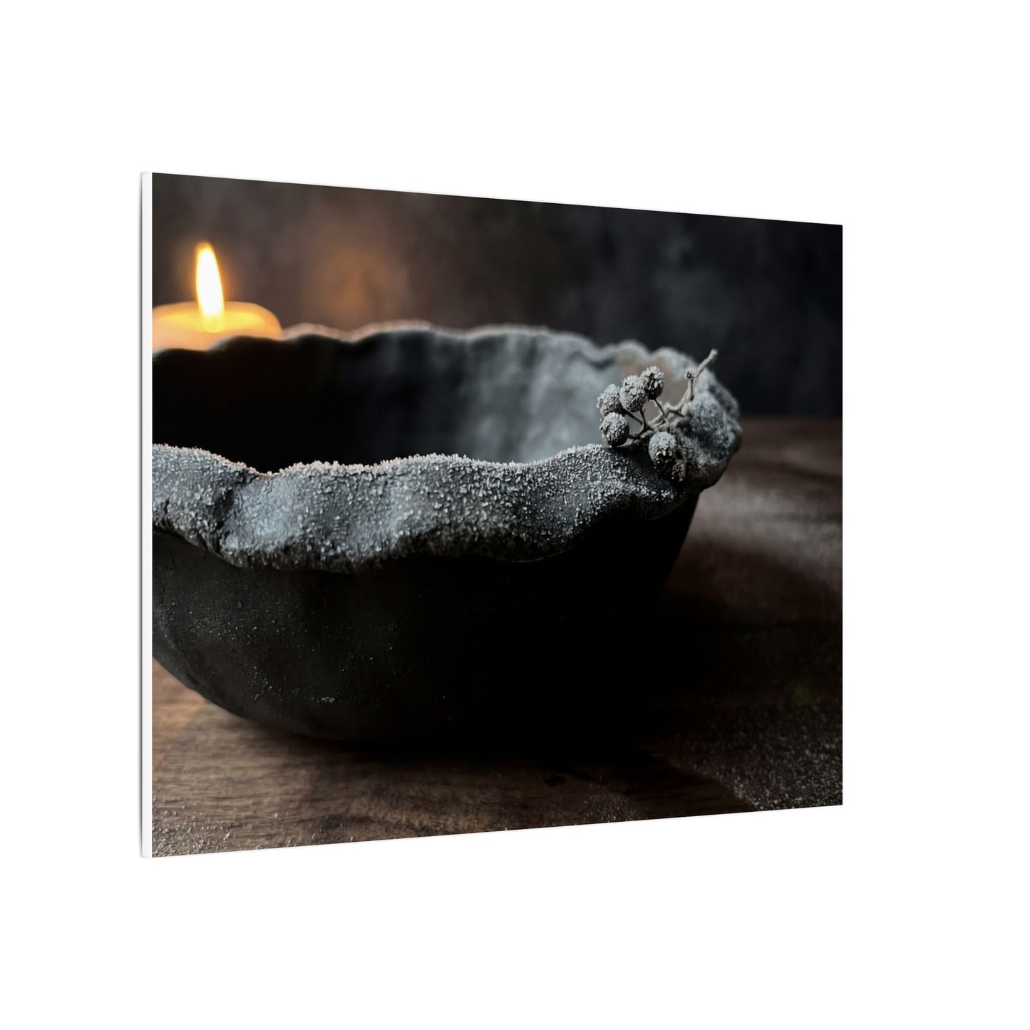 Ceramic Bowl Canvas Art | Winter Dark Japandi Shadow Zen Art