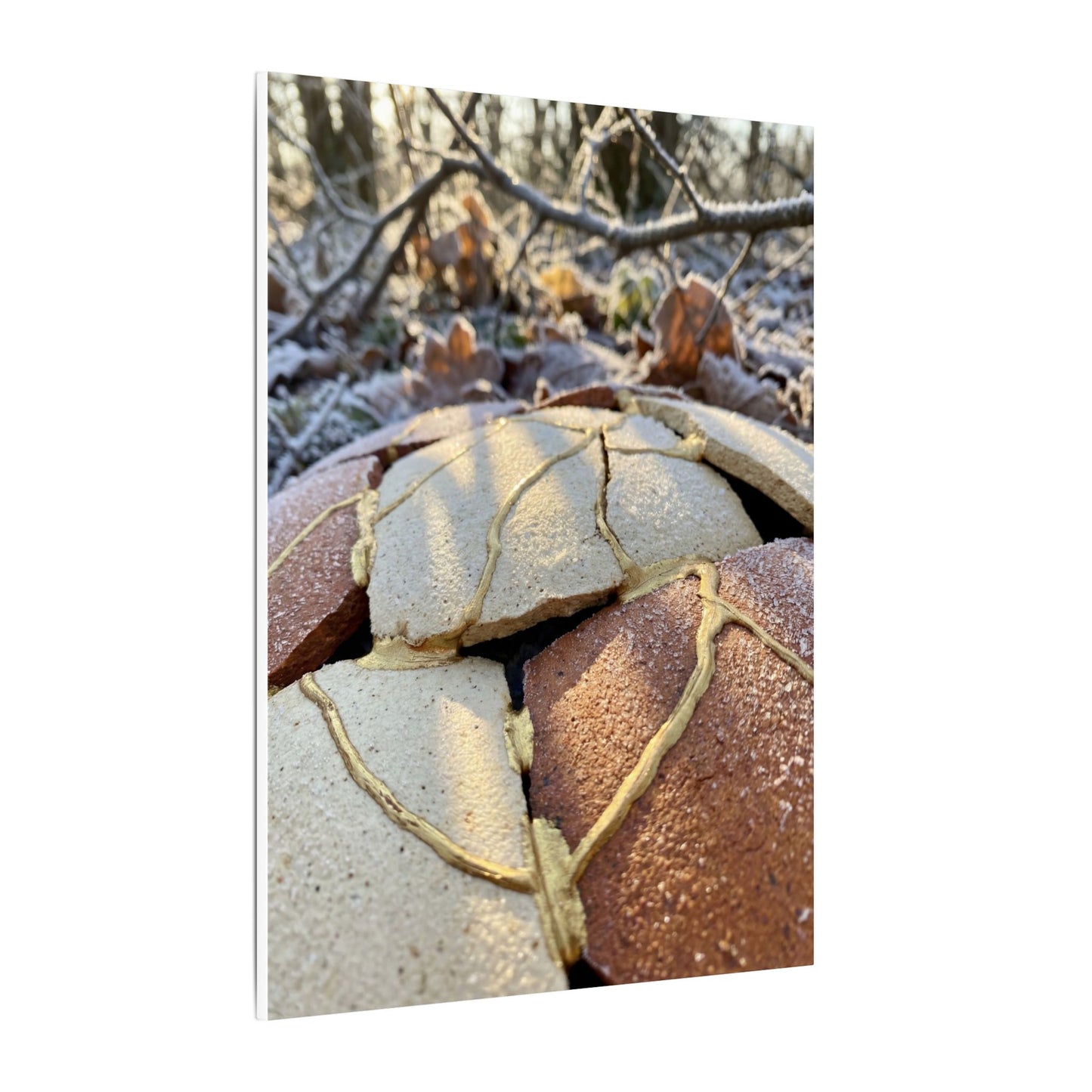 Broken Pottery Crackle Gold Canvas Art | Healing Kintsugi Art