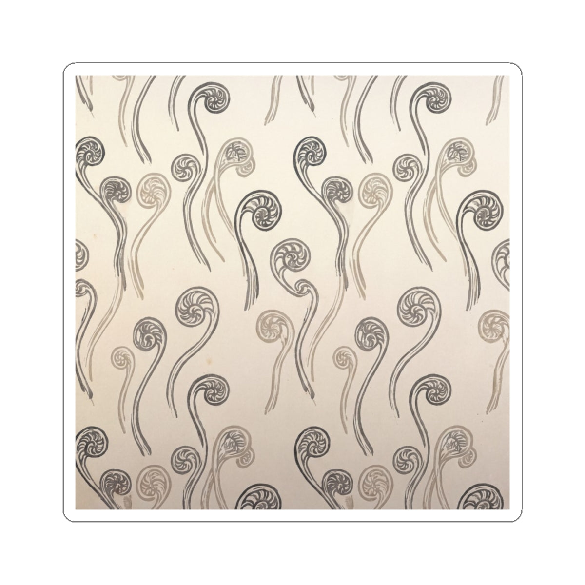 Summer Fern Unfurling Japanese Pattern Sticker | Neutral Decor
