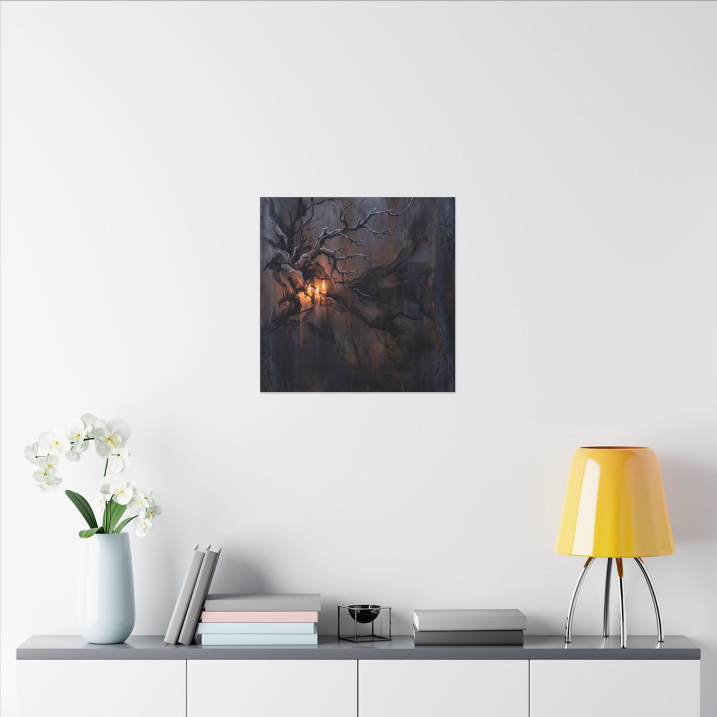 Winter Rust Patina Charcoal Ink Canvas Art | Atmospheric Decor