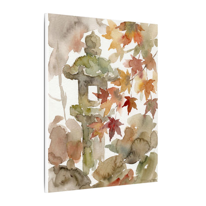 Stone Lantern Watercolor Canvas Art | Earthy Japandi Art