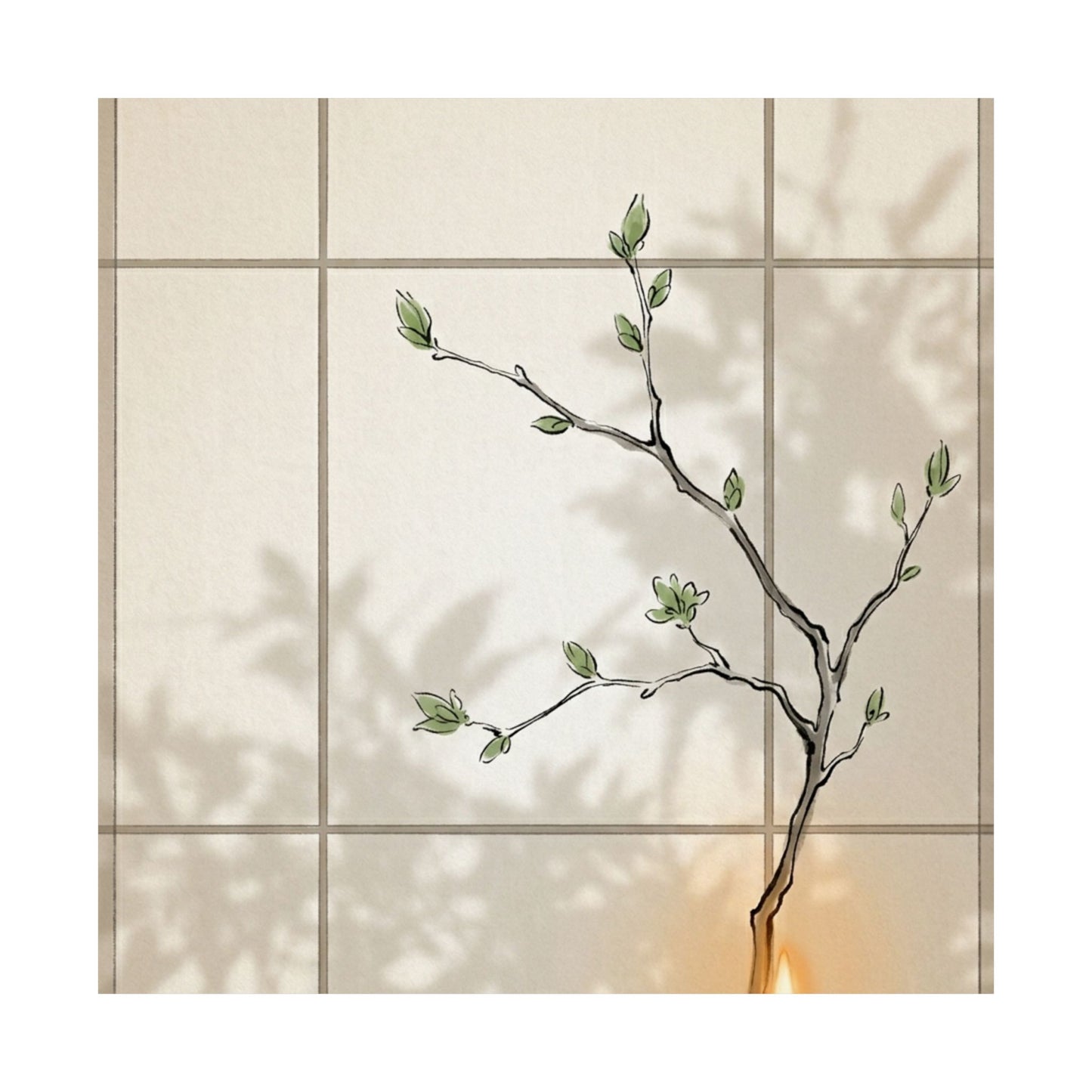 Shoji Screen Minimal Line Wall Art Print | Earthy Japandi Art
