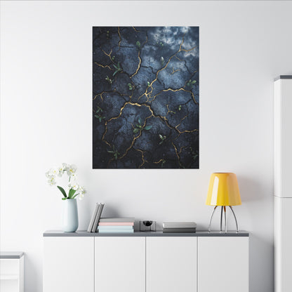 Cracked Earth Spring Canvas Art | Kintsugi Healing Design