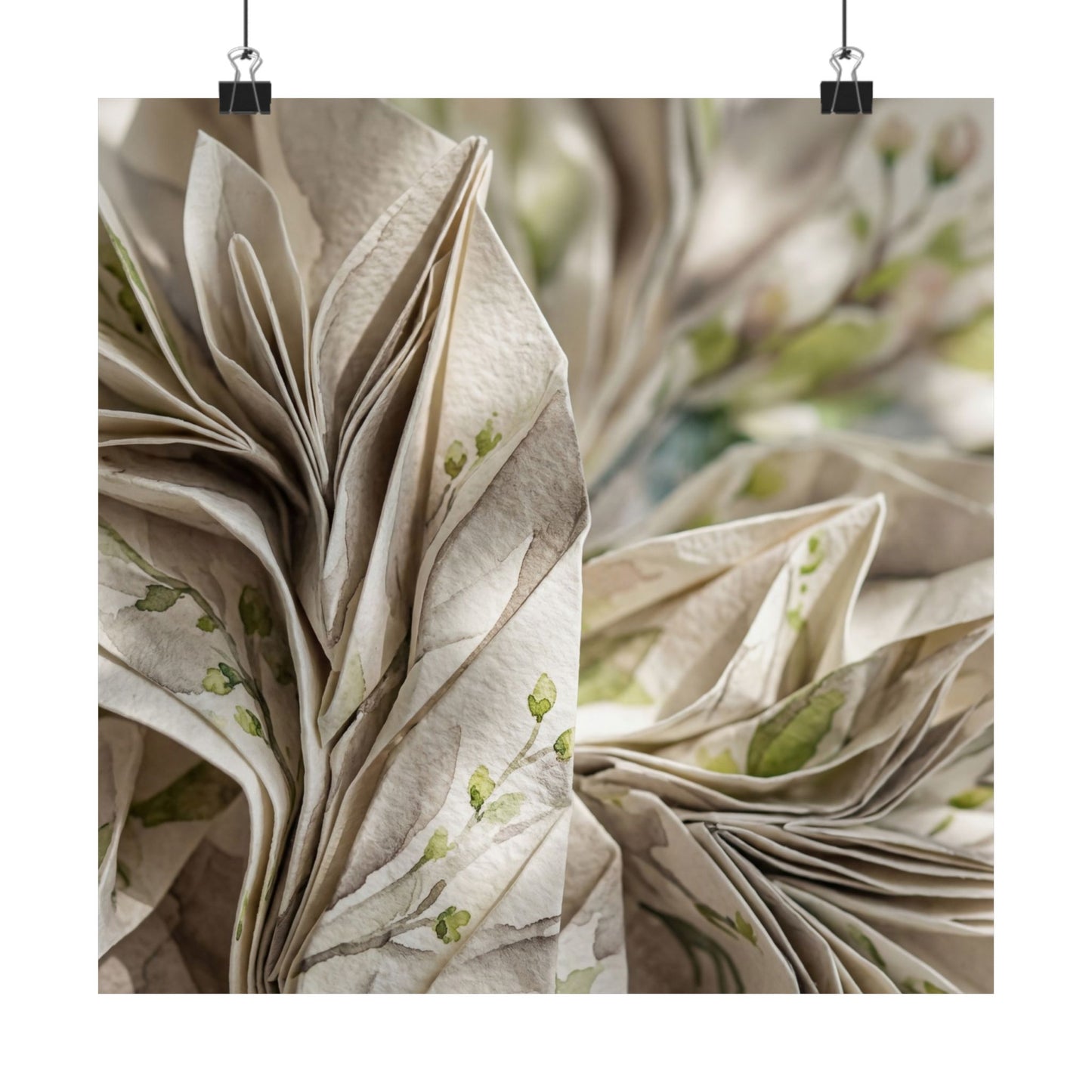 Spring Paper Fold Watercolor Wall Art Print | Neutral Decor Art Print