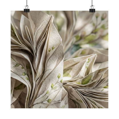 Spring Paper Fold Watercolor Wall Art Print | Neutral Decor Art Print