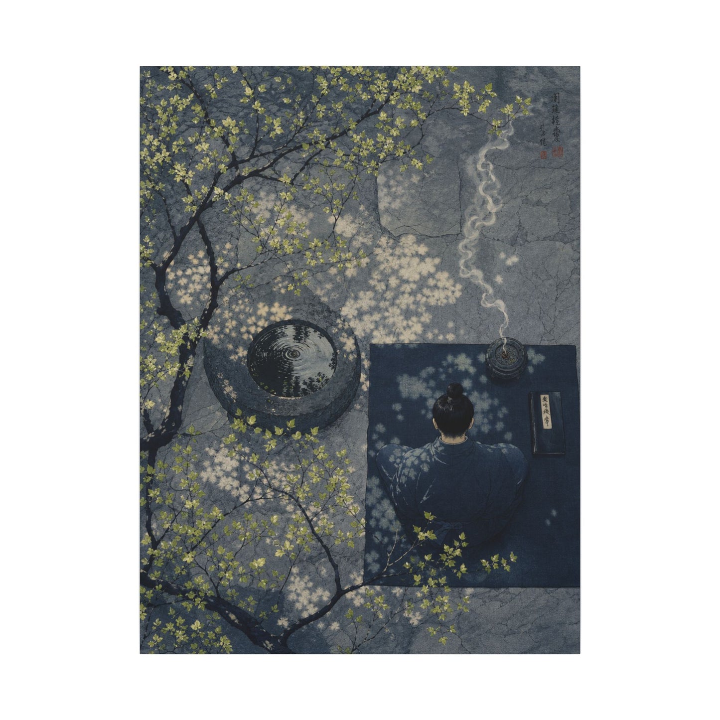 Spring Incense Smoke Ukiyo E Inspired Canvas Art | Tranquil Decor