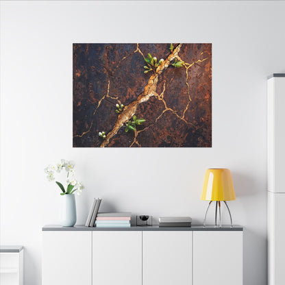 Rust Patina Spring Canvas Art | Kintsugi Resilient Design