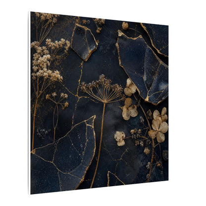 Philosophical Dried Flowers Canvas Art - Broken Beauty Kintsugi