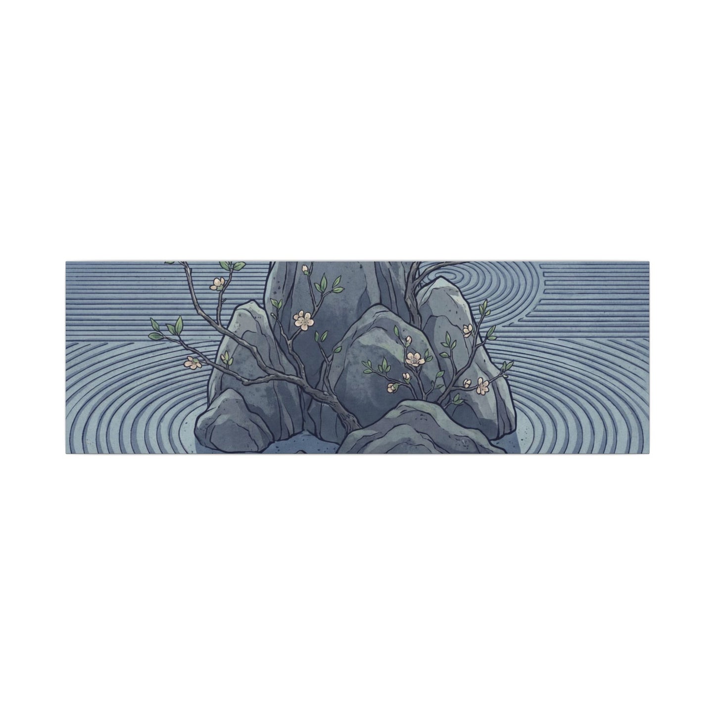 Spring Rock Garden Ukiyo E Inspired Canvas Art | Tranquil Decor