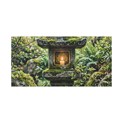 Neutral Stone Lantern Canvas Art - Japanese Pattern Japandi