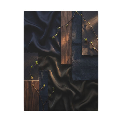 Silk Drape Spring Canvas Art | Dark Japandi Moody Design