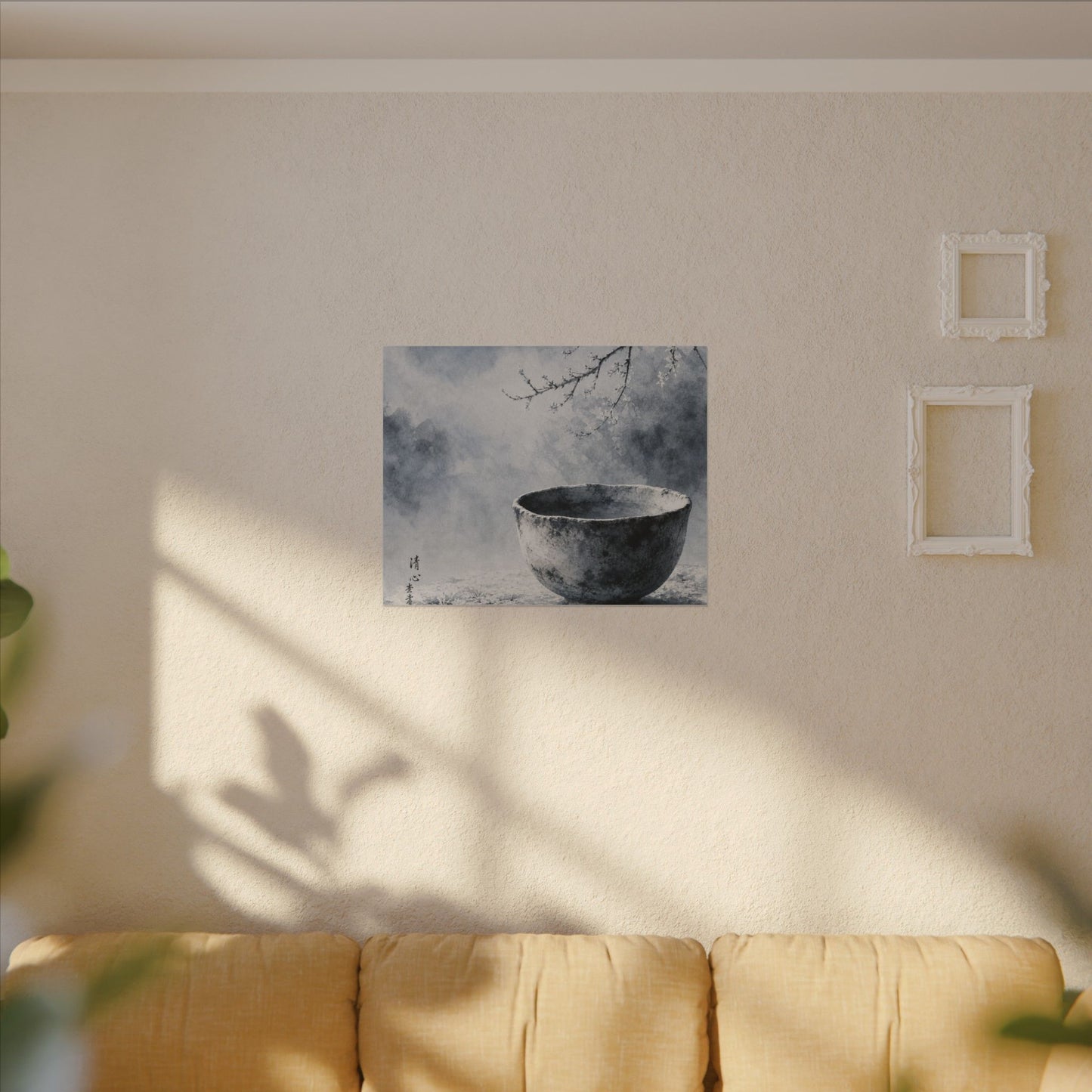 Seijaku Ceramic Bowl Canvas Art - Zen Sumi E