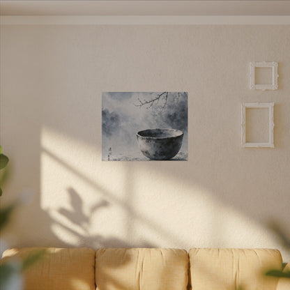 Seijaku Ceramic Bowl Canvas Art - Zen Sumi E