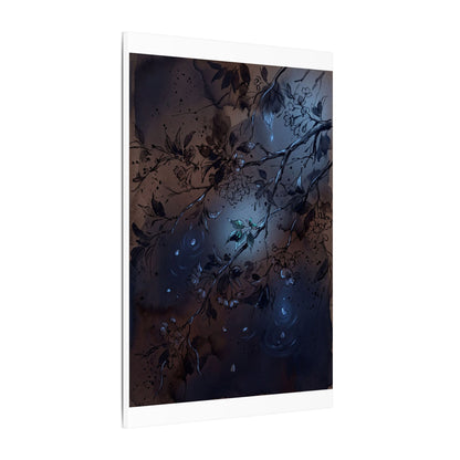 Bold Cherry Blossom Canvas Art - Charcoal Ink Dark Japandi