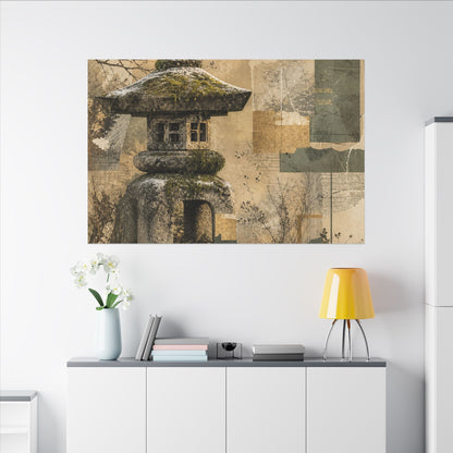 Elegant Stone Lantern Canvas Art - Texture Japandi