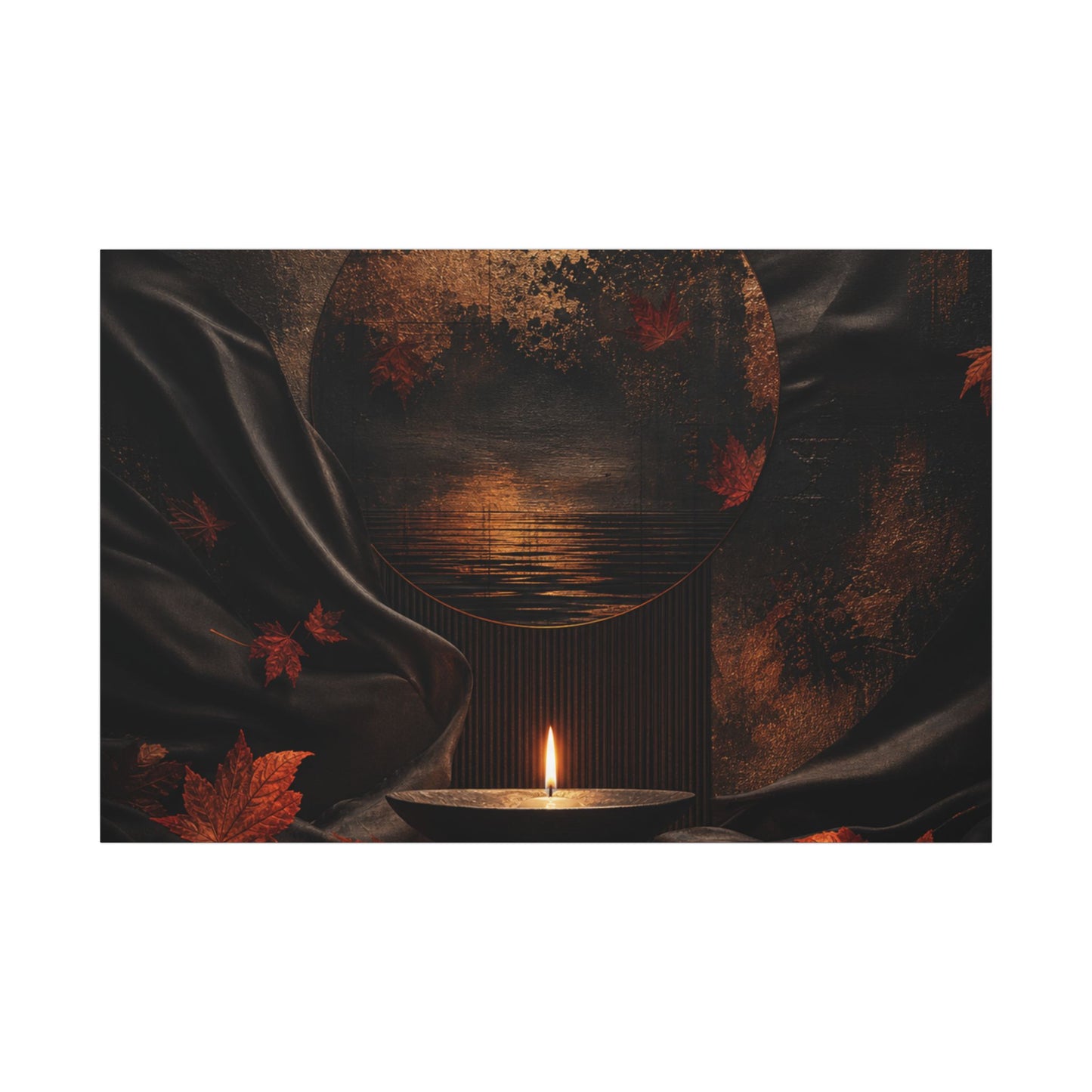 Silk Drape Autumn Canvas Art | Dark Japandi Moody Design