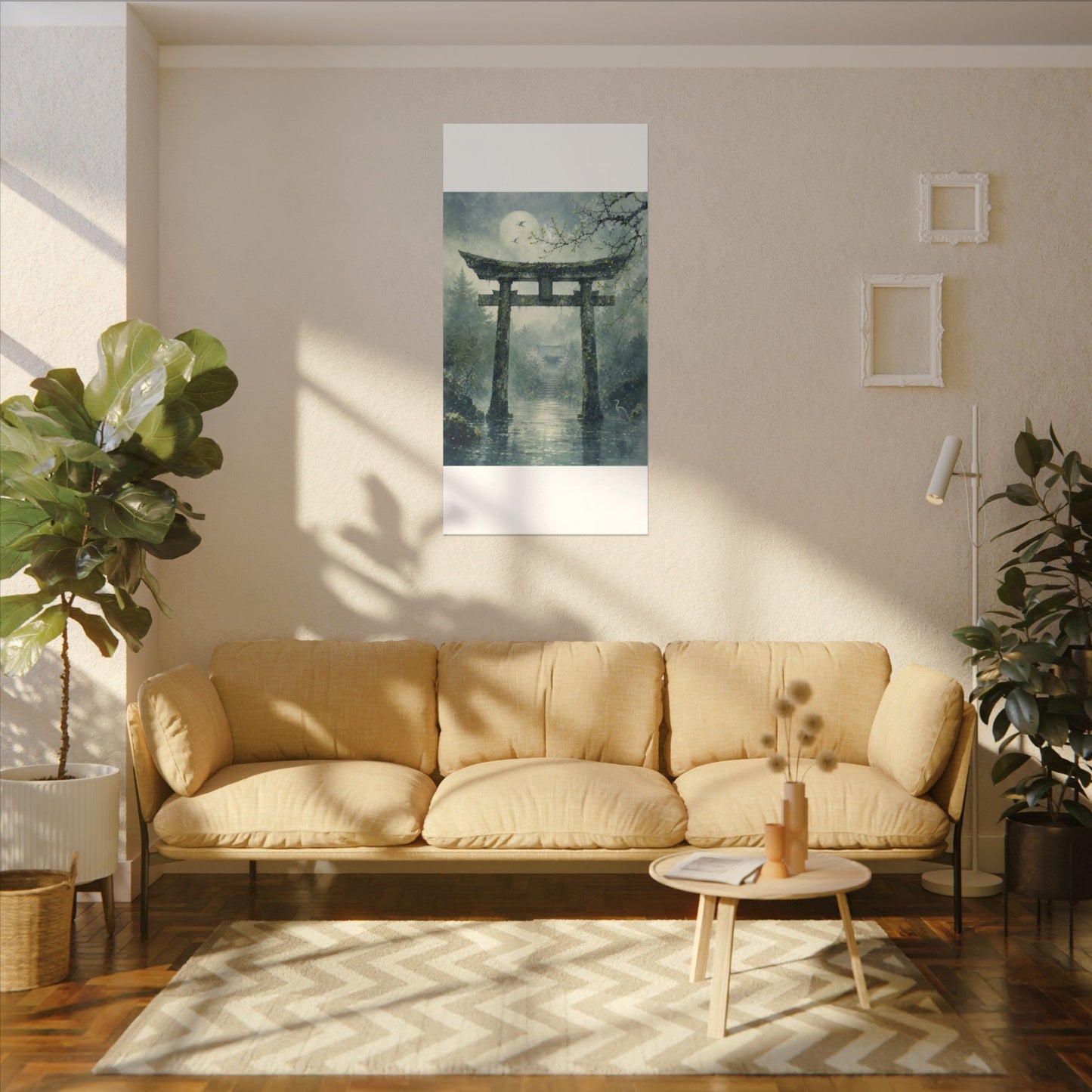 Earthy Torii Gate Canvas Art - Watercolor Japandi