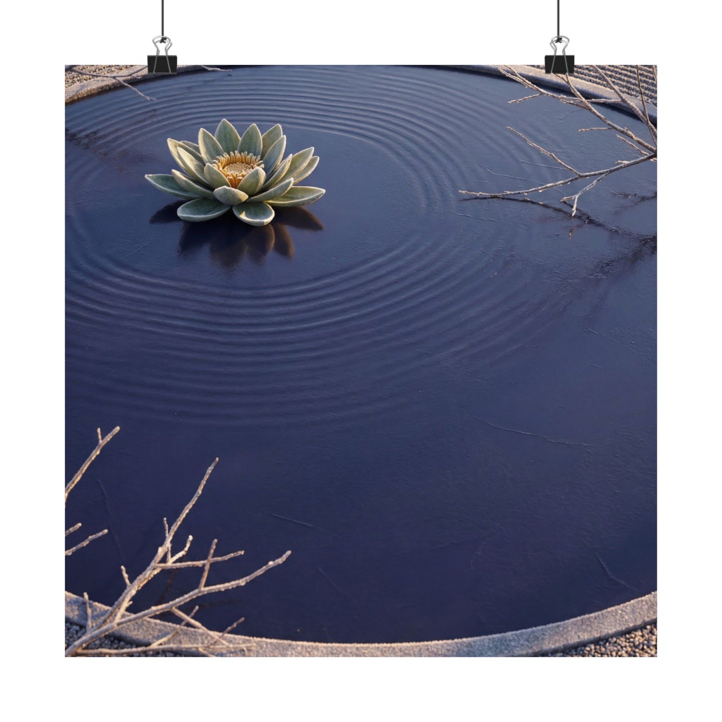 Lotus Flower Karesansui Wall Art Print | Tranquil Zen Art