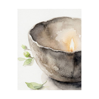 Spring Ceramic Bowl Watercolor Wall Art Print | Earthy Decor