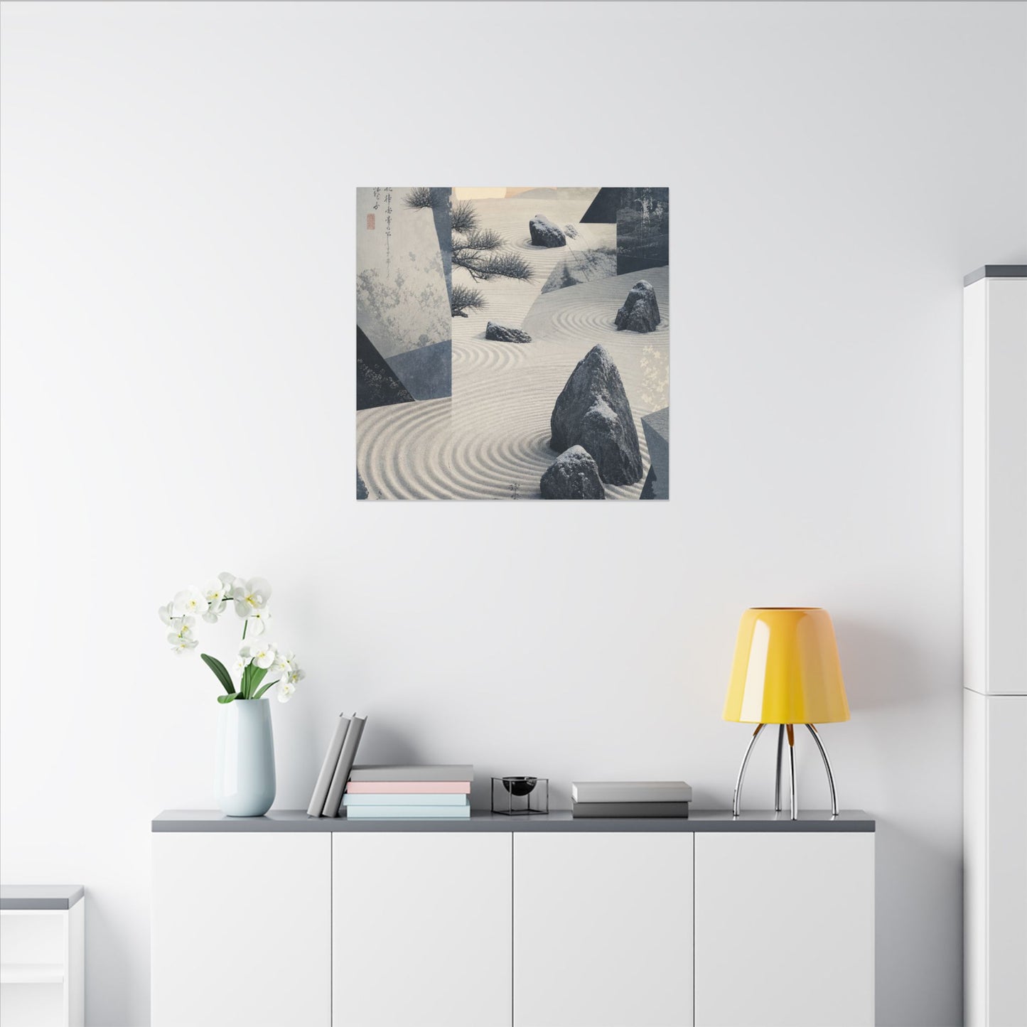Seijaku Rock Garden Canvas Art - Zen Ukiyo E Inspired